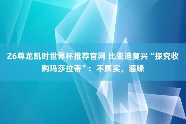 Z6尊龙凯时世界杯推荐官网 比亚迪复兴“探究收购玛莎拉蒂”:不属实,谣喙