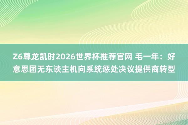 Z6尊龙凯时2026世界杯推荐官网 毛一年：好意思团无东谈主机向系统惩处决议提供商转型