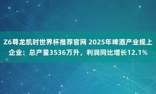 Z6尊龙凯时世界杯推荐官网 2025年啤酒产业规上企业：总产量3536万升，利润同比增长12.1%
