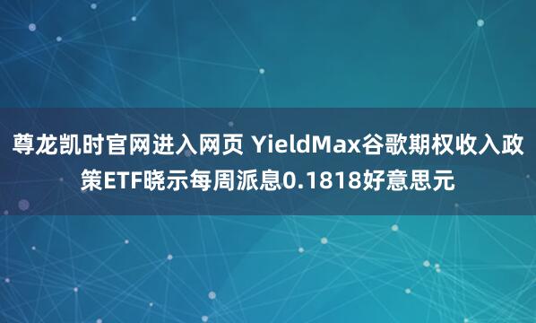 尊龙凯时官网进入网页 YieldMax谷歌期权收入政策ETF晓示每周派息0.1818好意思元