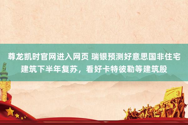 尊龙凯时官网进入网页 瑞银预测好意思国非住宅建筑下半年复苏，看好卡特彼勒等建筑股