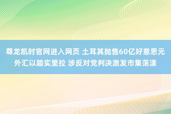尊龙凯时官网进入网页 土耳其抛售60亿好意思元外汇以踏实里拉 涉反对党判决激发市集荡漾
