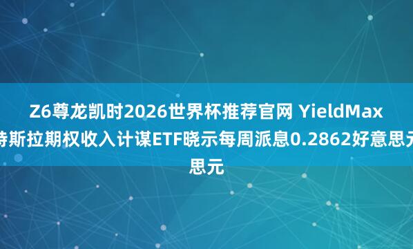 Z6尊龙凯时2026世界杯推荐官网 YieldMax特斯拉期权收入计谋ETF晓示每周派息0.2862好意思元