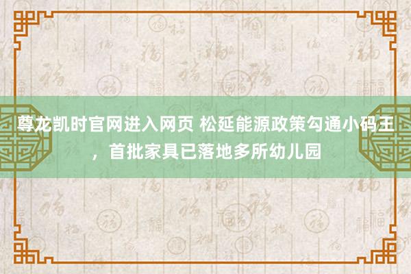 尊龙凯时官网进入网页 松延能源政策勾通小码王，首批家具已落地多所幼儿园