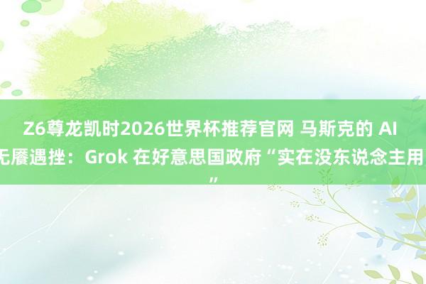 Z6尊龙凯时2026世界杯推荐官网 马斯克的 AI 无餍遇挫：Grok 在好意思国政府“实在没东说念主用”