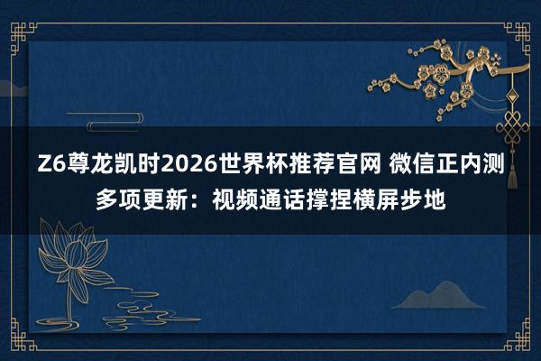 Z6尊龙凯时2026世界杯推荐官网 微信正内测多项更新：视频通话撑捏横屏步地
