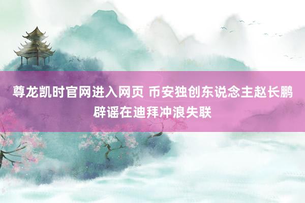 尊龙凯时官网进入网页 币安独创东说念主赵长鹏辟谣在迪拜冲浪失联