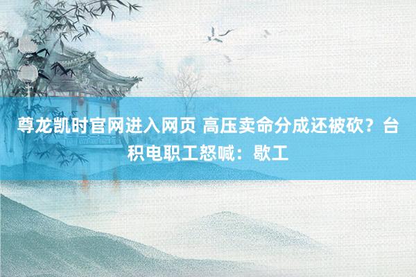 尊龙凯时官网进入网页 高压卖命分成还被砍？台积电职工怒喊：歇工
