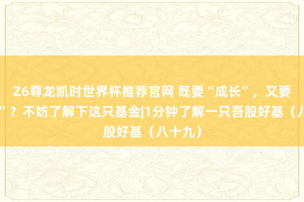 Z6尊龙凯时世界杯推荐官网 既要“成长”，又要“肃穆”？不妨了解下这只基金|1分钟了解一只吾股好基（八十九）