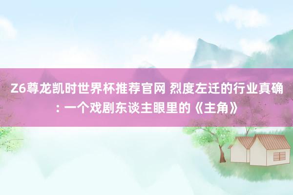 Z6尊龙凯时世界杯推荐官网 烈度左迁的行业真确: 一个戏剧东谈主眼里的《主角》