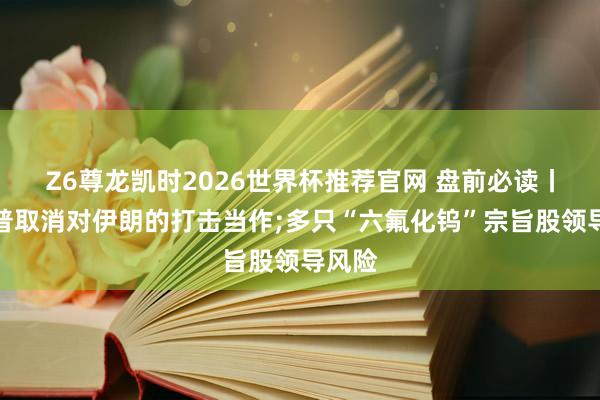 Z6尊龙凯时2026世界杯推荐官网 盘前必读丨特朗普取消对伊朗的打击当作;多只“六氟化钨”宗旨股领导风险