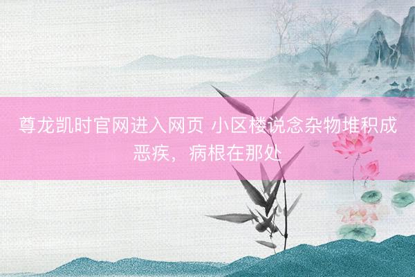 尊龙凯时官网进入网页 小区楼说念杂物堆积成恶疾，病根在那处