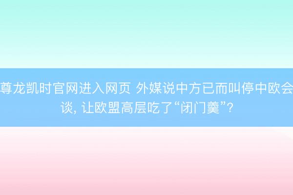 尊龙凯时官网进入网页 外媒说中方已而叫停中欧会谈， 让欧盟高层吃了“闭门羹”?